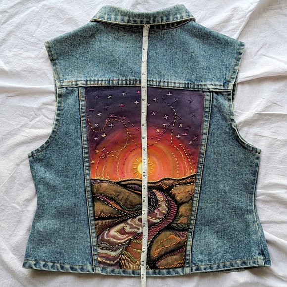 Handpainted / Handstitched Denim Vest - Picture 5 of 8